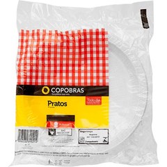 Prato Plástico Raso 21cm PS Branco Copobras Caixa 50x10 Unidades