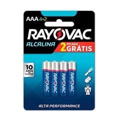  Pilha Alcalina Rayovac AAA4 PEQUENA L4p3 12 Cartela 4 Sm-48 4un