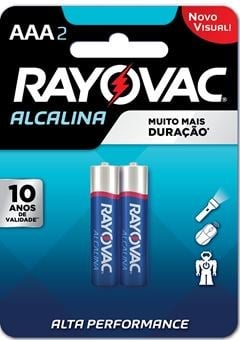 Pilha Alcalina Rayovac AAA2 PEQUENA 24 Cartela 2 Sm-48 2un